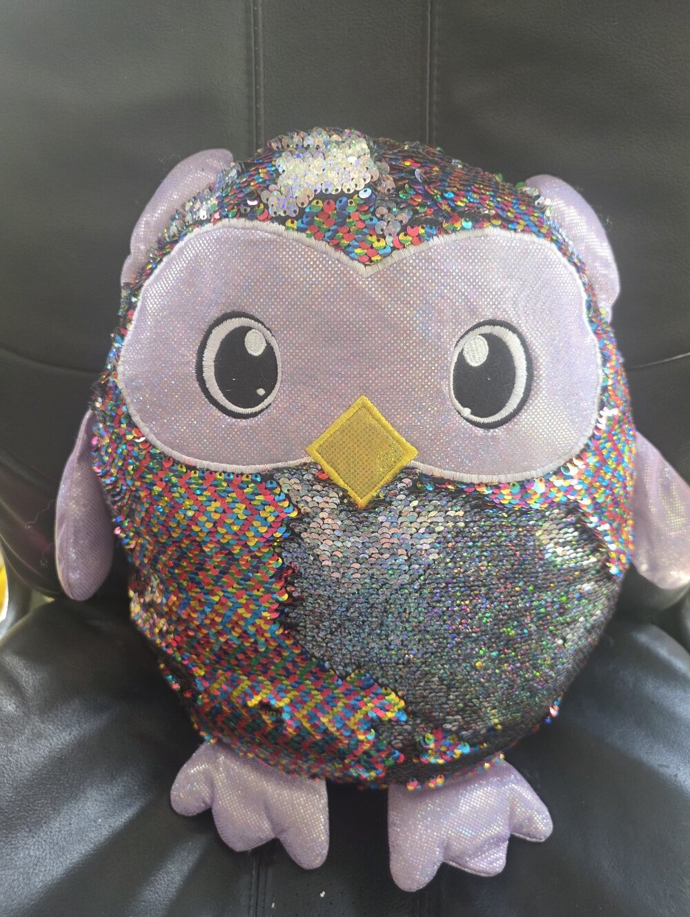 SHIMMEEZ, Large Size Leo Owl, Sequin Plush Stuffed Animal
